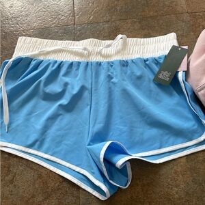 INC International Concepts Light Blue Athletic Shorts with White Trim